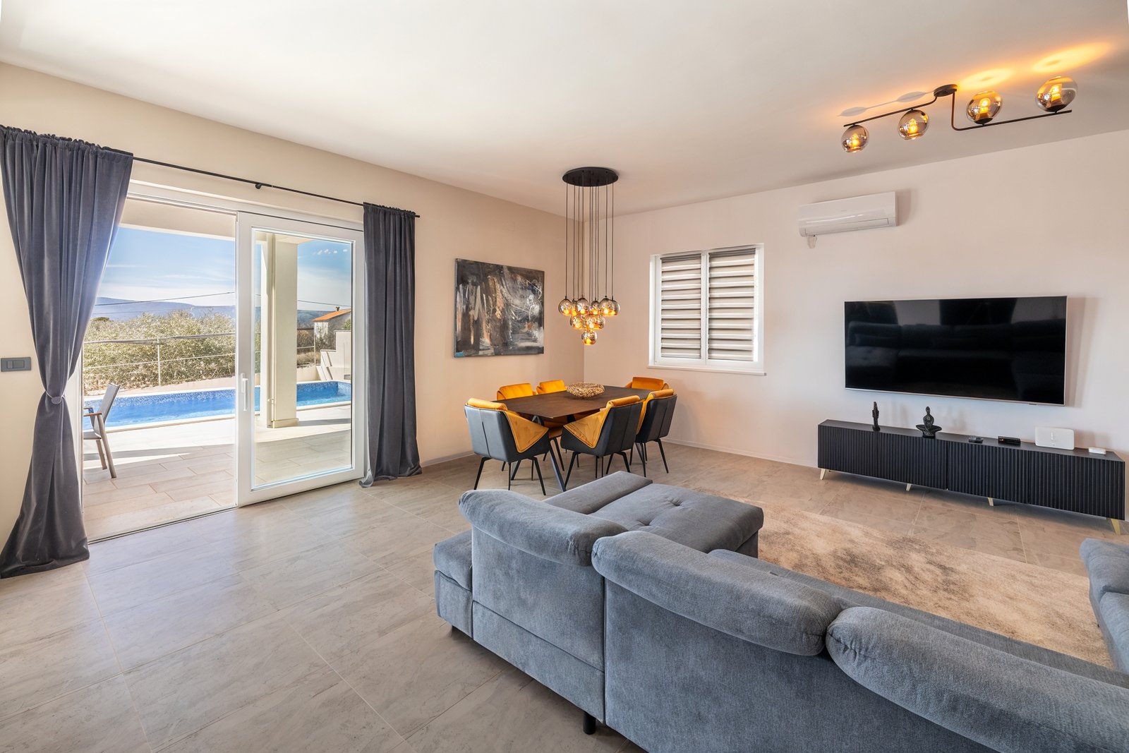 Villa Neoma luxury living room interior on Krk Island